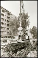 cca 1982-1983 Budapest, felszíni metróépítés, az Árpád-hídi állomás kialakítása, Váci út és környeze...