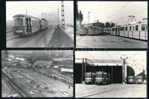 Villamosok, cca 1974 és 1984 között készült felvételek budapesti villamosokról, egyenként datált képek, 13 db jelzés nélküli vintage fotó, 9x14 cm