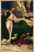 1916 Magyar Iskola Egyesület művészlapja. Magyar Földrajzi Intézet R.T. / Hungarian art postcard. litho s: Boksay József