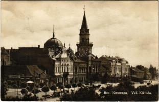 1931 Nagykikinda, Velika Kikinda, Kikinda; Városháza, üzletek. F. Rebholz kiadása / town hall, shops