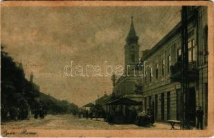 1923 Árpatarló, Ruma; Fő utca, templom, piac / main street, church, market (szakadás / tear)