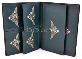 cca 1920-1930 Régi díszes aranyozott egésvászon 'Irattartó' mappa, egészen kis kopásnyomok...