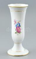 Holloházi virág mintás váza, matricás, jelzett, hibátlan, m: 21 cm