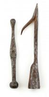 Antik Domborító kalapács és csáklya. Kovácsolt vas 23 cm, 27 cm