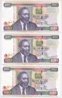 Kenya 2008. 100Sh (3x, sorszámkövetők) T:I Kenya 2008. 100 Shilingi (3x, sequential serials) C:UNC Krause P#48