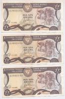 Ciprus 1989. 1Ł (3x, sorszámkövetők) T:III Cyprus 1989. 1 Pound (3x, sequential serials) C:F Krause P#53