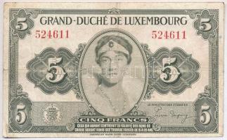 Luxemburg 1944. 5Fr T:III Luxembourg 1944. 5 Francs C:F Krause P#43