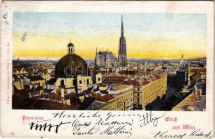 1903 Wien, Vienna, Bécs; Panorama / general view, church (EK)