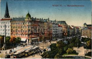1918 Wien, Vienna, Bécs; Mariahilferstrasse / street view, trams