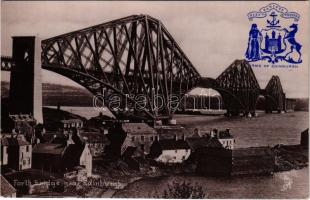 Edinburgh, Forth Bridge. Raphael Tuck & Sons Silverette Postcard 1926. Emb. coat of arms (EK)