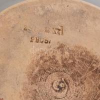 Zsolnay keménycserép vizes korsó. Máz alatti kék virágmintával. Jelzett. kis lepattanással. m: 21 cm