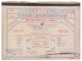 1924-25 Richter Gedeon gyógyszerészeti naptár iskolaév szerinti. Sérült. 43x30 cm