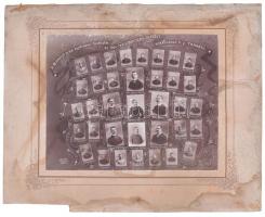 1906 Az Állatorvosi Főiskolán végzett gyógyszerészek és tanáraik. Nagy méretű tabló sérült kartonon. Karton méret 42x35 cm