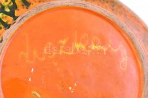 Liszkay Kovács Zoltán (1898-1967): Fali dísztál. Színes mázakkal festett kerámia, jelzett, hibátlan....