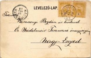 1900 Erzsébetváros, Dumbraveni; Fő tér. Benjamin József / main square (kopott sarkak / worn corners)