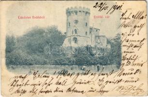 1901 Erdőd, Károlyierdőd, Ardud (Szatmár); Erdődvár, Rákóczi vár, Petőfi torony / Cetatea Ardud (Castelul Károlyi) / castle, tower (EK)