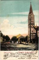 1906 Buziás, Templom utca. Nosek Gusztáv kiadása / church, street