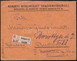 Budapest local registered cover with 8 stamps franking Budapest helyi ajánlott levél 8 bélyeges bérm...