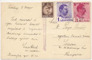 1935 Brassó, Kronstadt, Brasov; Piac, Detail Engros, Karl Essigmann, Simon & Gross, Strumpfkönig...