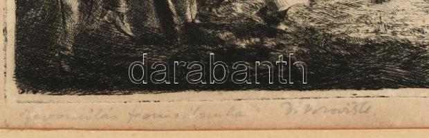 Istókovits Kálmán (1898 - 1990): Bevonulás Jeruzsálembe. Rézkarc, papír, Jelzett. paszpartuban., kis...