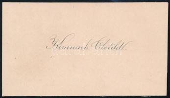 cca 1900 Kimnach Klotild (1856-1919) id. Dörre Tivadar festő feleségének névjegykártyája, hátoldalán saját kézzel írt újévi üdvözlősoraival