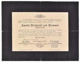 1918 Beszterce gyógyszerészözvegy halotti értesítője 29x23 cm
