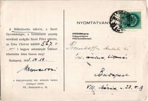 1941 Magyarországi kath. missziós tanács adománygyűjtő lapja. Kiadó a Hitterjesztés Műve / Hungarian...