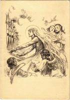 Szent Cecília. Márton Lajos freskó kartonja. A Budapesti Cecília-kórus kiadása / Saint Cecilia s: Márton L. (EB)