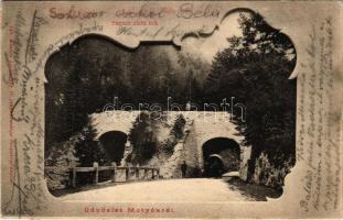 1909 Martalja, Motyók, Motycky (Besztercebánya, Banská Bystrica); Sturecz alatti híd. Kiadja Lechnitzky O. 168. / bridge. Art Nouveau