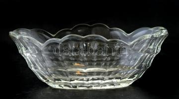 Formába öntött üveg kínáló, kissé kopottas, 30x17x11 cm