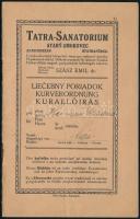 cca 1930 Tatra-Sanatorium kúraelőírás füzet