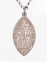 Ezüst (Ag) nyaklánc, Regnum Marianum / Sub Patrocinio Sancti Aloysii ovális medállal, jelzett, 4,5x2,5 cm, nettó: 24,8 g