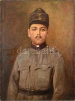 Keszely-Székházy Tódor (1894-1975): I. világháborús honvéd katona portréja. Olaj, vászon, jelezve jobbra lent. Javított, 80×60 cm