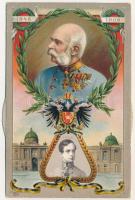1848-1908 Ferenc József uralkodásának 60. évfordulója. Jubileumi díszes, szecessziós, dombornyomott ...