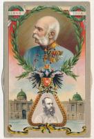 1848-1908 Ferenc József uralkodásának 60. évfordulója. Jubileumi díszes, szecessziós, dombornyomott ...