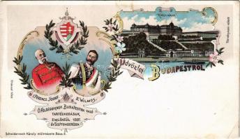 1897 (Vorläufer) Budapest, I. Ferencz József és II. Vilmos őfelségeiknek Budapesten való tartózkodásuk emlékéül szeptemben, Királyi várlak. Schwidernoch Károly Art Nouveau, floral, litho (EK)