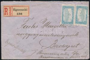 Ajánlott expressz levél 12 bélyeges bérmentesítéssel "EGERCSEHI" - Budapest, Registered express cover with 12 stamps franking