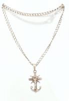 Ezüst (Ag) nyaklánc, hajókormányt és horgonyt formázó feszület medállal, jelzett, kisebb kopásnyomok...