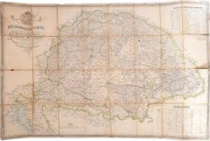 1870 A Magyar Állam közigazgatási térképe, vászontérkép, szakadásokkal, 76×120 cm