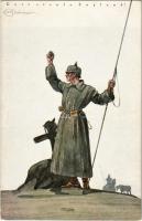 Gott strafe England! / WWI German military art postcard, Anti-British propaganda s: K. W. Boehmer