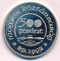 1992. 500Ft Ag "Károly Róbert" tanúsítvánnyal T:1- (PP) ujjlenyomatos, patina Adamo EM123