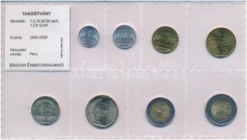 Peru 2005-2009. 1c-5S (8xklf) forgalmi összeállítás T:1-2 Peru 2005-2009. 1 Centimo - 5 Soles (8xdiff) coin set C:UNC-XF