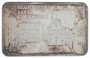 Németország DN Regensburg 1750 körül - Régi gabonapiac Ag tömb sérült dísztokban, tanúsítvánnyal (31,17g/0.999) T:1- (PP) patina, ujjlenyomat Germany ND Regensburg about 1750 - Old Grain Market Ag block in original damaged case, with certificate C:AU (PP) patina, fingerprints