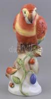 Herendi papagáj, kézzel festett porcelán, jelzett, hibátlan. m: 25 cm