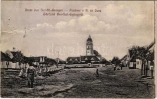 1910 Búrszentgyörgy, Bur-Sankt-Georg, Borsky Sväty Jur; utca, templom / street view, church (r)
