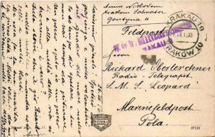 1916 Kraków, Krakau; Rondel i brama floryanska / Bastei und Floryaner Tor / tower and gate, automobi...