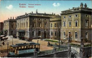 1916 Kraków, Krakau; Dworzec kolejowy / Bahnhof / railway station, tram (EK)