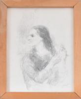Gedő jelzéssel: Női portré. Ceruza, papír. Üvegezett fa keretben. 24x18 cm