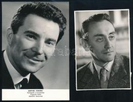 Zenthe Ferenc (1920-2006) színészt és Kibédi Ervin (1924-1997) színművészt ábrázoló fotó, 2 db, 10,5×7 és 13×9 cm