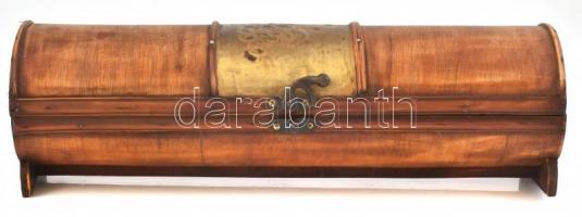 Lakkozott fa-réz bortartó h: 35 cm